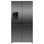 Hisense 640L PureFlex Quad Door Refrigerator with Non-Plumbed Ice and Water Dispenser Dark Stainless Steel  HRCD640TBW hero image