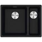Franke Maris 340/150mm 1 and 1/2 Bowl Right Undermount Sink with Extension Drainer Onyx MRG160SBRON-FPC hero image