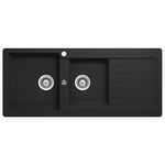Abey Schock Typos 1 and 3/4 Bowl Topmount Sink With Right Hand Drainer Onyx TD200BL hero image