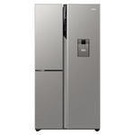Haier 574L S+ Three Door Side by Side Fridge Non-Plumbed Water Dispenser Satina Silver HRF575XHS hero image