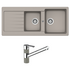 Abey Schock Typos 1 & 3/4 Bowl Sink and Armando Vicario ISA Pull Out Kitchen Mixer Tap - Concrete Finish TD200T2C image NaN