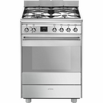 Smeg 60cm Dual Fuel Upright Oven Stainless Steel FS61XNG8-1 hero image