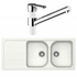 Abey Schock Double Sink with Armando Vicario Pull Out Tap White FD200WT2 image NaN