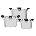 Tramontina Grano Compact 3 Piece Try-Ply Stainless Steel Cookware set with Silicone handles 65240200 hero image