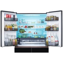 Hitachi 670L Multi Drawer French Door Refrigerator Crystal Black Glass R-GW670TAXK hero image