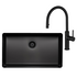 Titan Essentials 700mm Single Bowl Sink & Pull Out Gooseneck Kitchen Mixer Tap Package - Matte Black TSBSPK702 image NaN