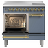 Ilve Nostalgie 90cm Electric Freestanding Double Oven/Stove Blue Grey and Brass PDI096QNE3-BGG image NaN