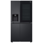 LG 635L Side by Side InstaView Fridge with Ice & Water Dispenser Matte Black GS-V600MBLC hero image