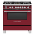Fisher & Paykel Series 9 90cm Classic Freestanding Dual Fuel Pyrolytic Cooker Red OR90SCG6R1 image NaN