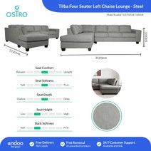 Ostro Tilba Four Seater Left Hand Chaise Lounge Steel U2370ZLHFCSXSHX hero image