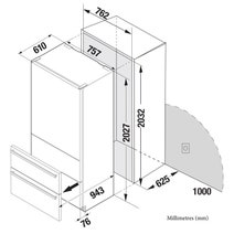 Liebherr 402L Integrated Bottom Mount Fridge Left Hinge ECBN5066LH hero image