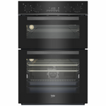 Beko 60cm Multifunction Built-in Double Oven- Black Glass BBO6811DDX hero image