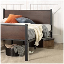 Zinus Queen Tucker Bed Frame Metal & Bamboo Wood Base Brown AU-FBOBH2-14Q hero image