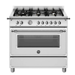 Bertazzoni Heritage Series 90cm 6-Burner Gas Cooktop with Electric Oven Stainless Steel HER96L1ENET  hero image