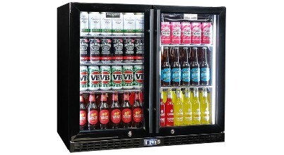 Schmick 233L double door outdoor beverage centre in Black and Grey finish, sold in Australia by Appliances Online with free delivery