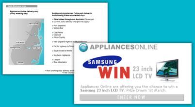 Details from the Appliances Online website homepage in 2005 