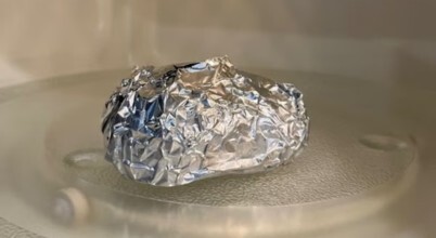 metal objects including foil can cause sparks and fire in microwaves