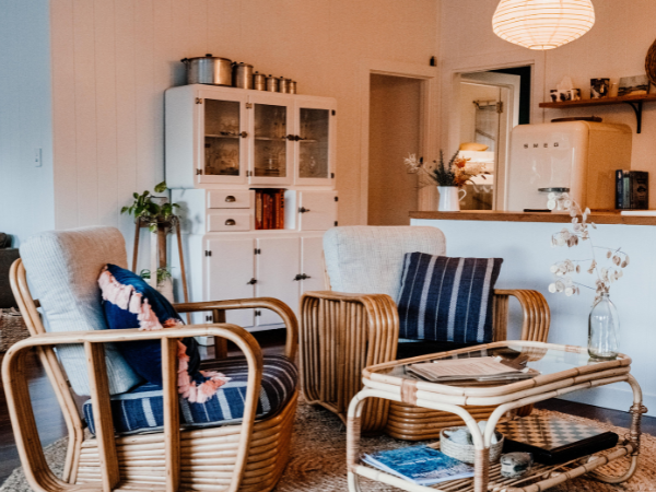 A cosy, warmly lit home.