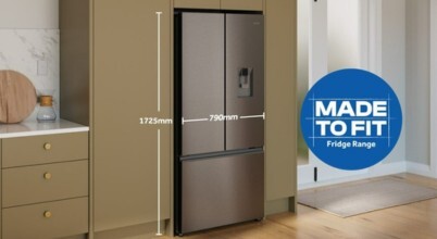 A Haier brand HRF510 French door fridge with non-plumbed water, designed to fit into Australian kitchen cavities