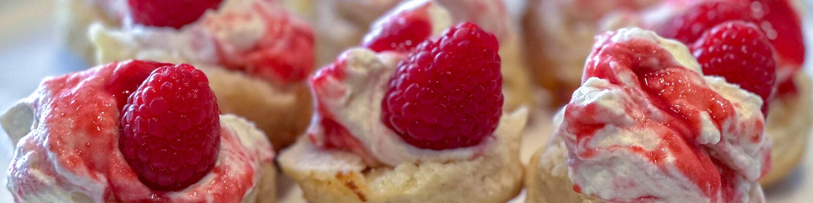 White Chocolate Scones with Marbled Raspberry Cream