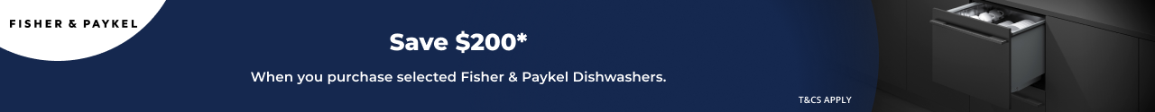 $200 Instant Cash Off selected Fisher & Paykel Dishwashers